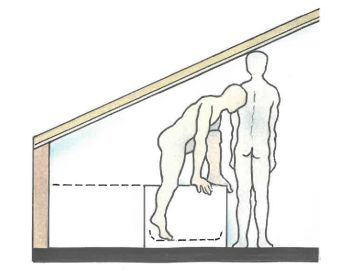 Dachgeschoss-Grundriss: Raumhöhen Badewanne