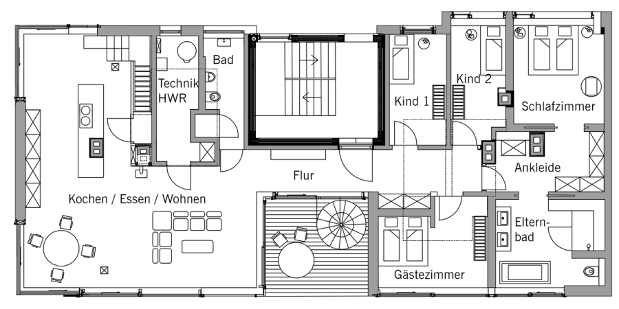 Grundriss des Bungalows