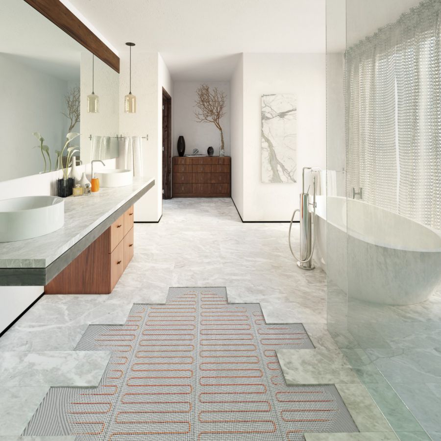 Badezimmer mit elektrischer Fußbodenheizung