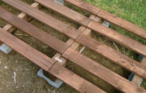 Fundament Holzlager Europaletten ausrichten