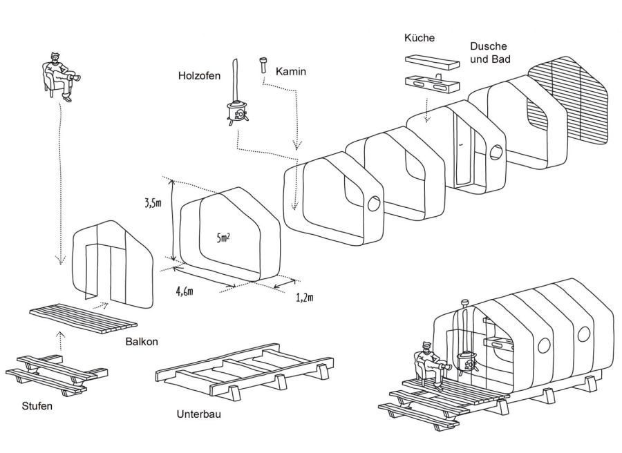 Wikkelhouse: Tiny House aus Pappe Aufbau