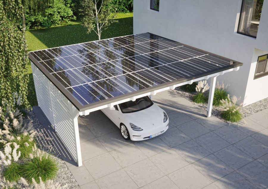 Modulfläche beim Carport mit Solardach