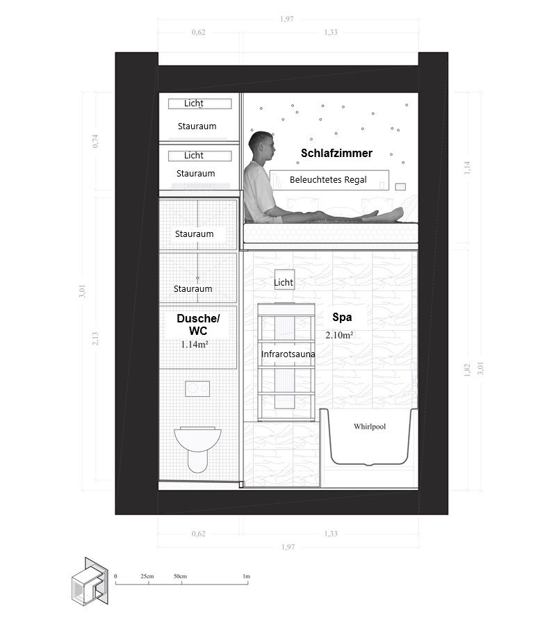 Grundriss der kleinsten Wohnung der Welt