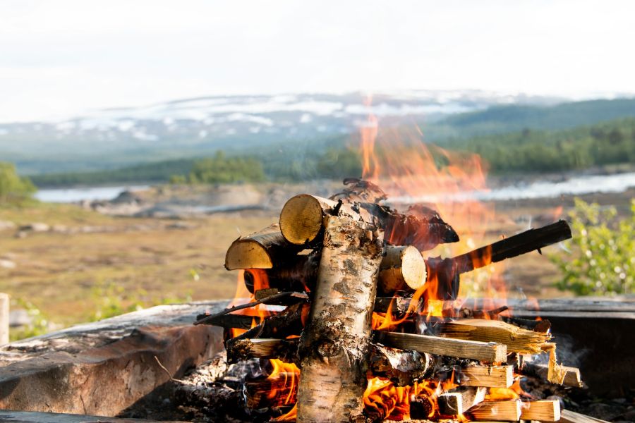 Lagerfeuer mit Birkenholz